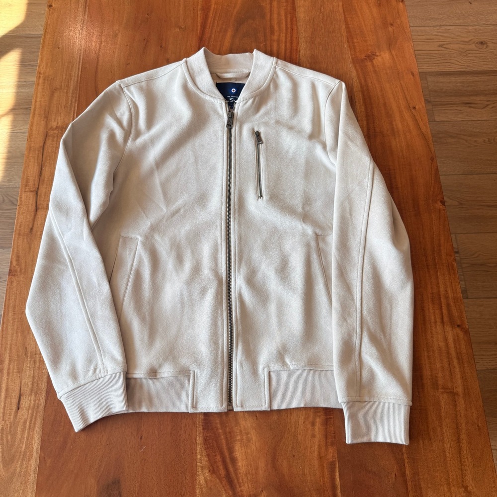 Ben Sherman Men's Beige Faux Suede Full Zip Jacket Size S